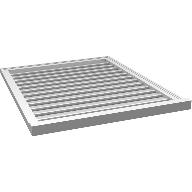 Évent à pignon fonctionnel en uréthane rectangulaire à fixation en surface, brun clair apprêté, H 40 po x l 34 po x P 2 po