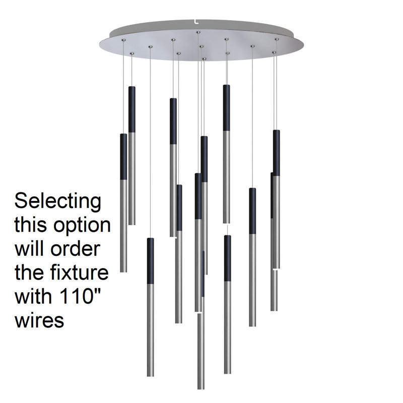 Tynan 13 - Light LED Cluster Pendant, 110", Black Nickel