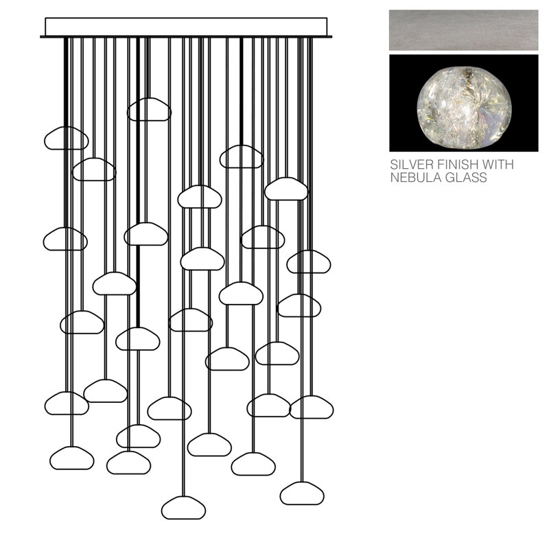 Luminaire suspendu 30 po Natural Inspirations, Argent