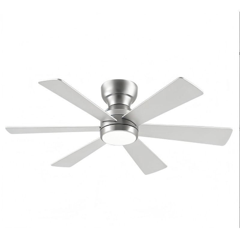 Ventilateur de plafond moderne à profil bas de 46 po avec lumière DEL intégrée, Nickel, Blanc