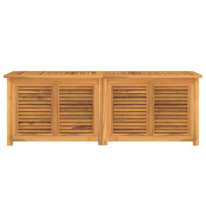 Teak Wood Outdoor Storage Bench with Water-Resistant Finish