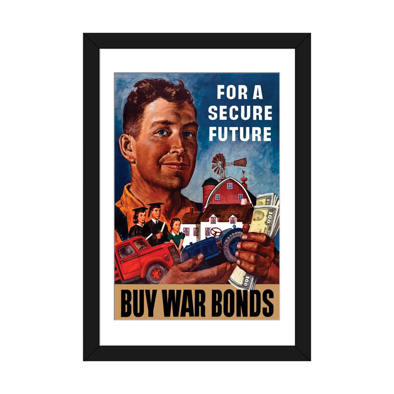 « wwii propaganda poster of a agriculteur holding the future », toile rétro sur toile, H 24 po x l 16 po x P 1 po, Blanc