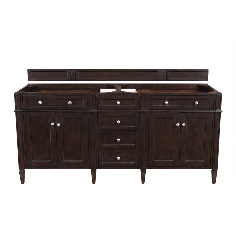 Brittany 72'' W Double Bathroom Vanity Base, Burnished Mahogany