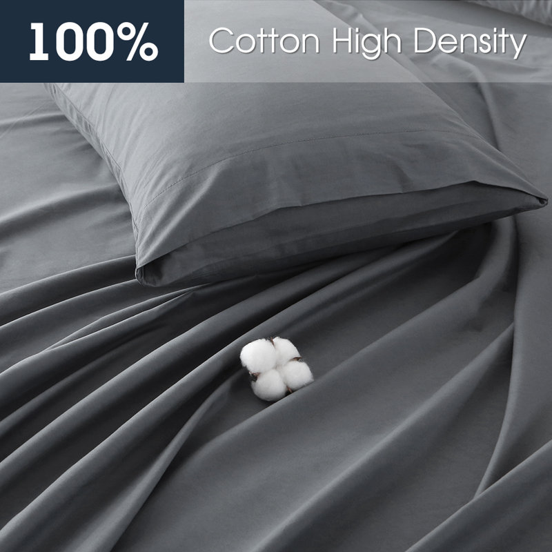 400-Thread Count Solid Color 100% Cotton Extra Deep Pocket Sheet Set - Fits Mattresses Up to 20 Inches, Gray