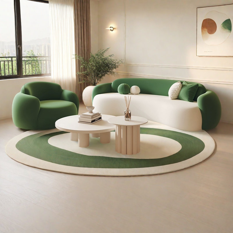 Simple curve two-colour sofa tea table combination