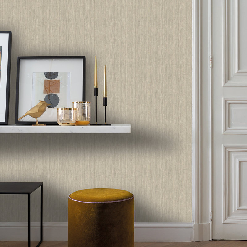 Papier peint gris Rafia Grasscloth, Crème, crème