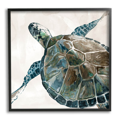 Tortue de mer beige, art de la giclée nageant par Carol Robinson