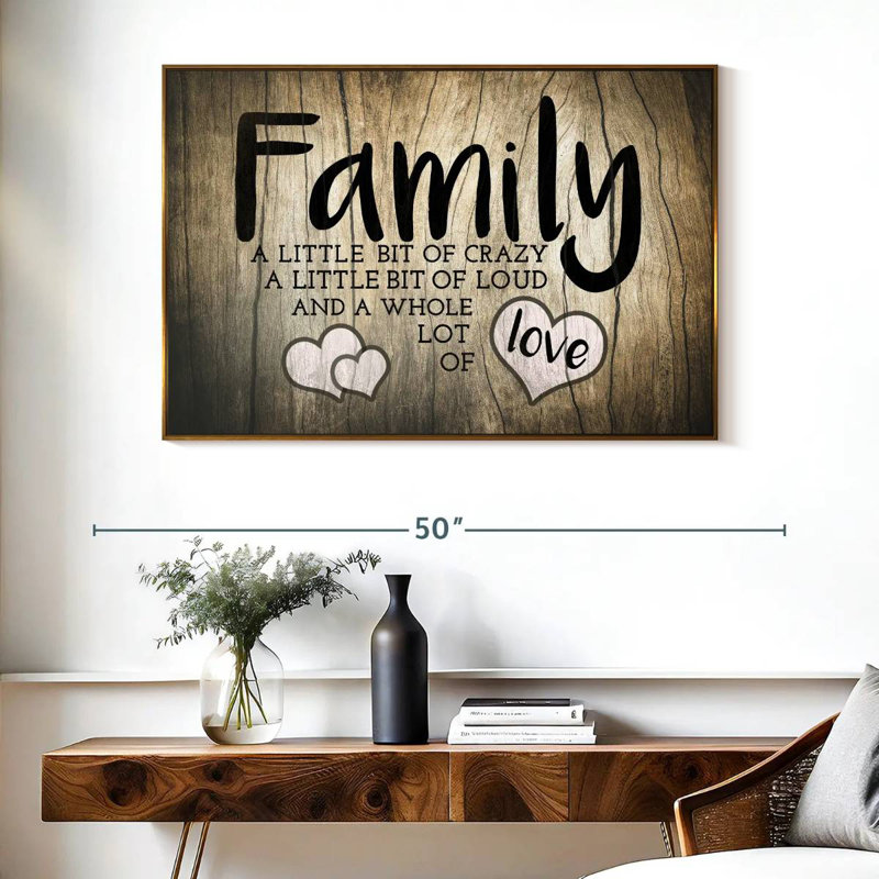Plaque murale "Family Love", Cadre flottant doré, 40 po x 27 po