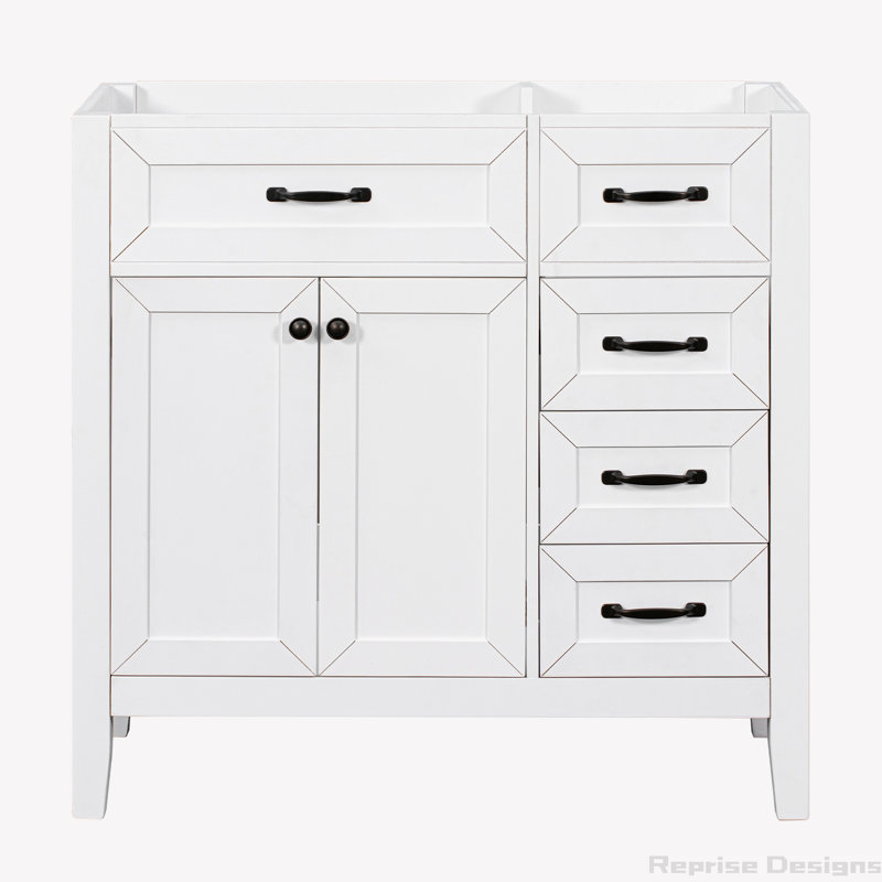 Base de meuble-lavabo simple 35,5 po seulement, Blanc, Noir