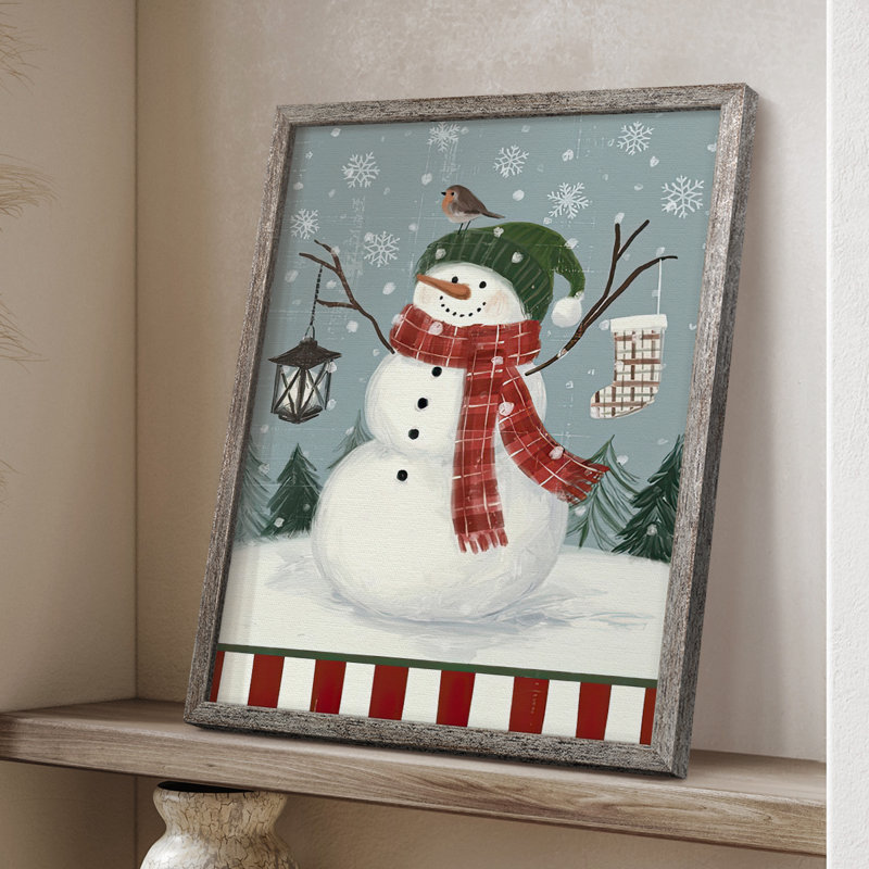 Collection Jolly Snowman, reproduction encadrée B - bois massif, H 21 po x l 17 po