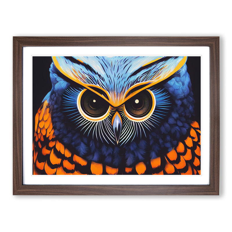 Arty Owl - Single Picture Frame Print, 46cm H x 64cm W, Brown