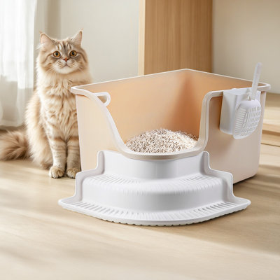Litter Box with Built-in Scoop and with Top Entry Door