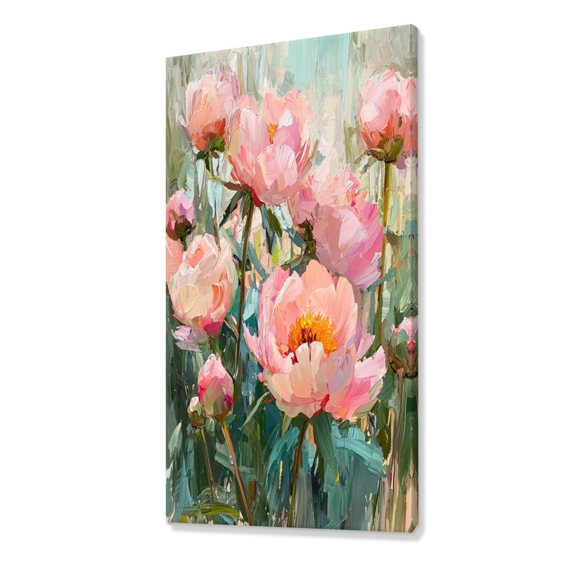 Pivoines au bord du verger I - pivoines, art mural, H 60 po x l 28 po, Toile tendue, Ne s'applique pas