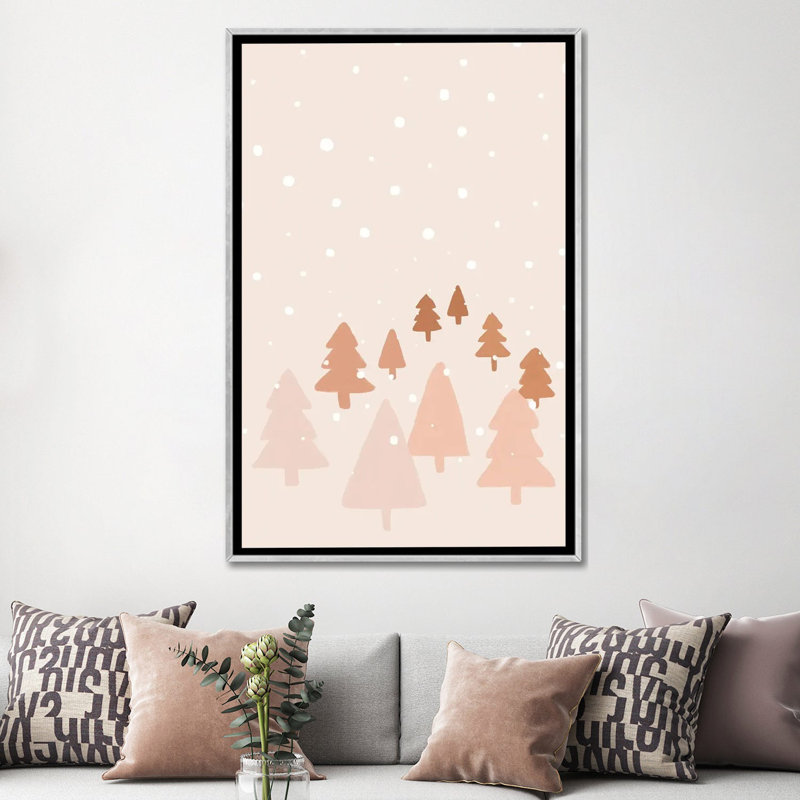 Reproduction d’art, "Winter Forest" par Orara studio, Toile avec cadre argenté, Pas de tapis, H 60 po x l 40po x P 1,5 po