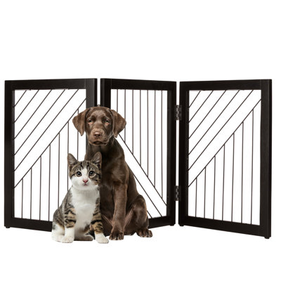 Barrière pour chien autoportante PETMAKER - Clôture intérieure pliable à 3 panneaux - 138,4 x 60 cm - Barrière pour escaliers, corridors ou portes (noir)