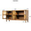 Buffet classique avec portes et verre transparent, idéal pour le vestibule brun antique rétro qui rehausse le style de la salle à manger-396630449