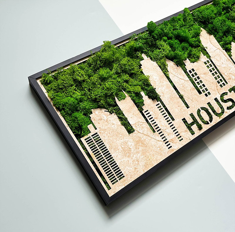 «Houston Moss City Silhouette», art mural en métal