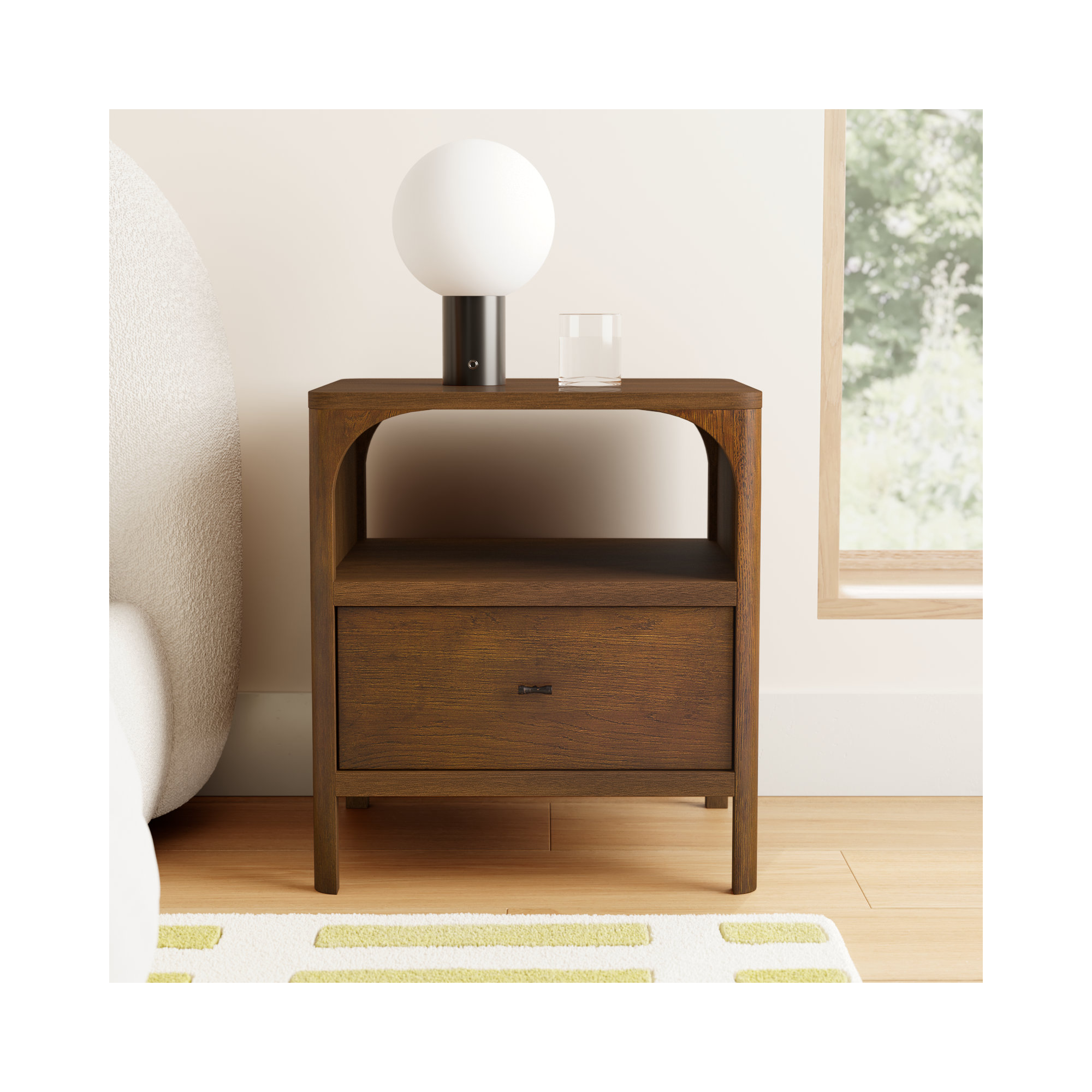 Kaela 1 - Drawer Nightstand, Walnut