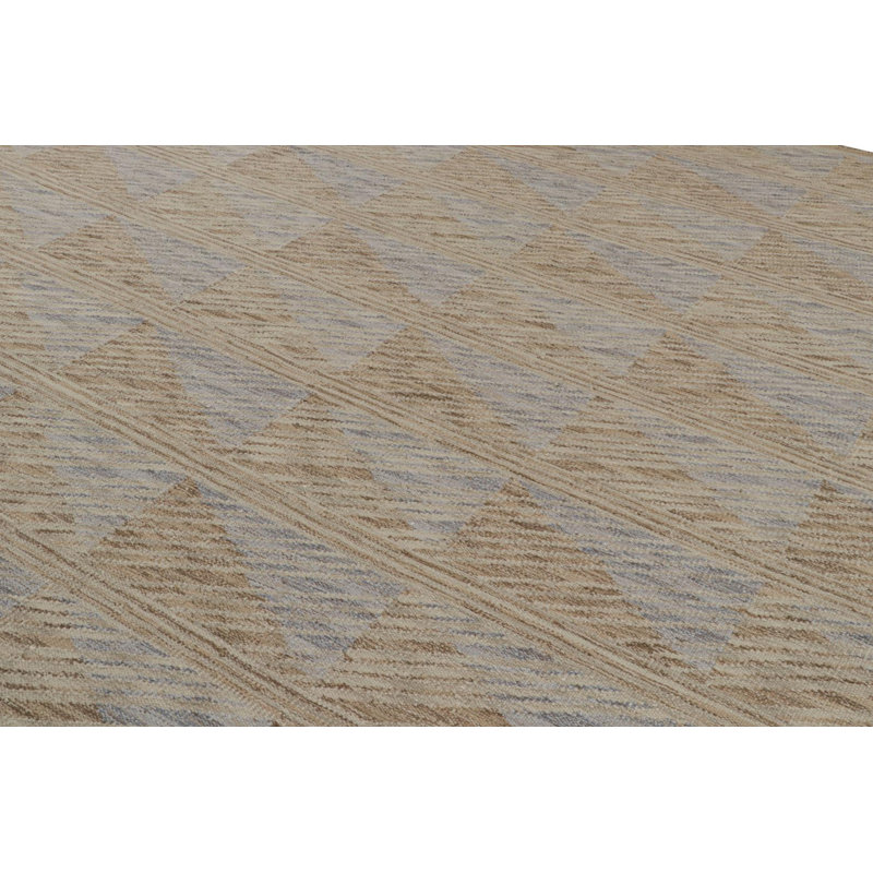 Scandianvain Flatweave Kilim Wool Geometric Area Rug, Rectangle 10' x 14'