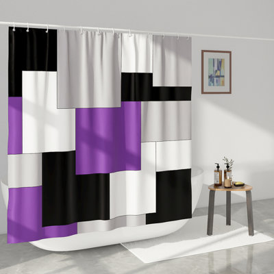 Ensemble de rideau de douche géométrique 13 pièces + crochets Vonnell