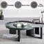 Table basse vert noirâtre et chêne fumé