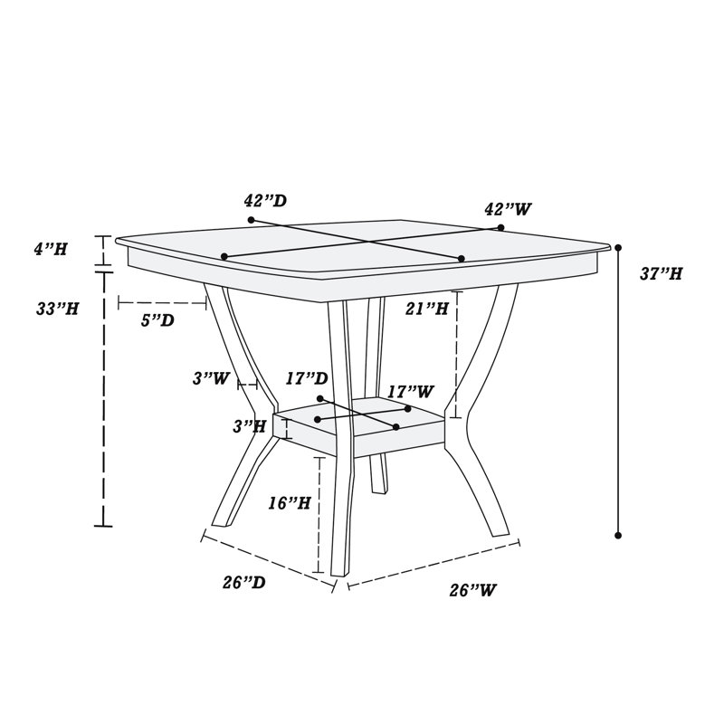 Solid Wood Counter Height Dining Table With Shelf - Modern Attraction