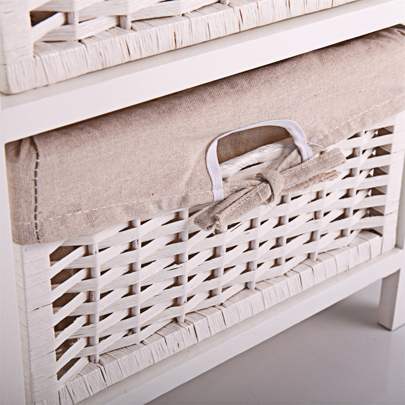 One Drawer Nightstand Bedside Table with Two Removable Baskets