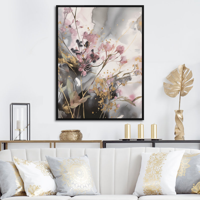 " Pink Herb Elixir ", 20" H x 12" W x 1" D, Black Floater Framed
