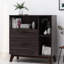 Armoire Mid-Century moderne en faux bois -, hauteur de 38,43 po, intérieur spacieux avec tiroir de rangement en bois chic, largeur de 35,42 po, tablettes et poignées-1661547654