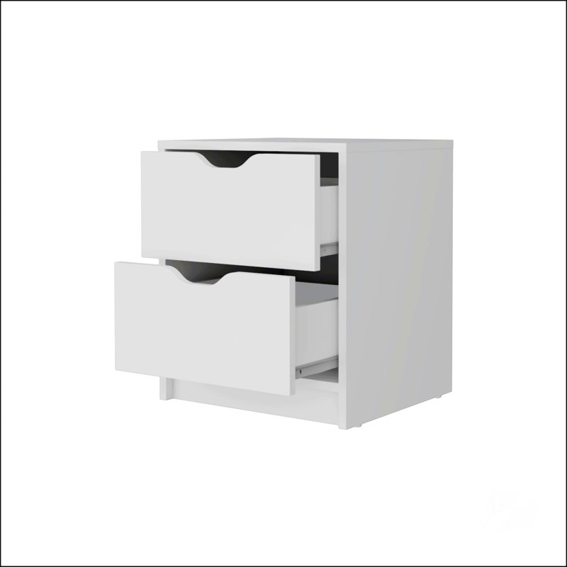 Table de chevet 2 tiroirs, table de bout, table d'appoint Basilea, Blanc