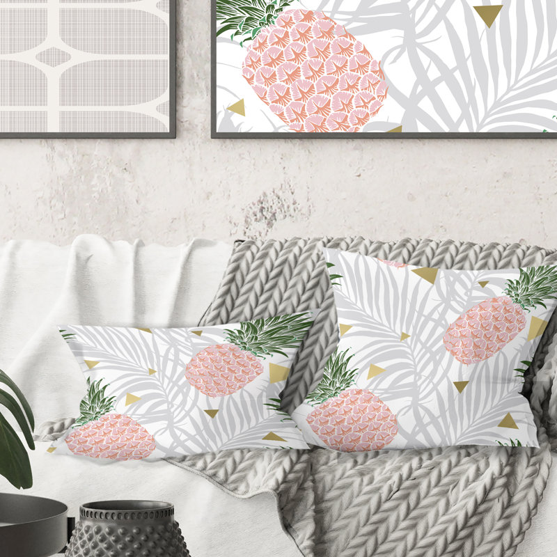 Coussin Pineappple On Tropical Leaves, 18 po x 18 po
