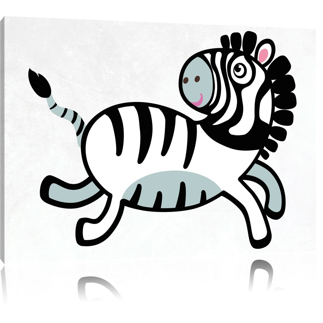 Leinwandbild Niedliches Zebra in Schwarz/Grau