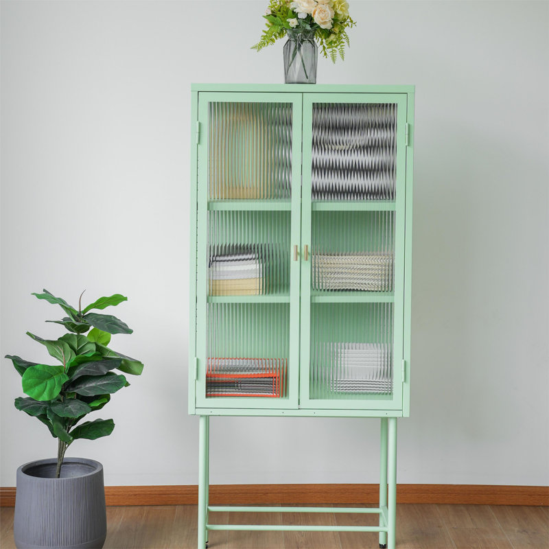 61''H Accent Cabinet With Removable Shelves, Light Gren