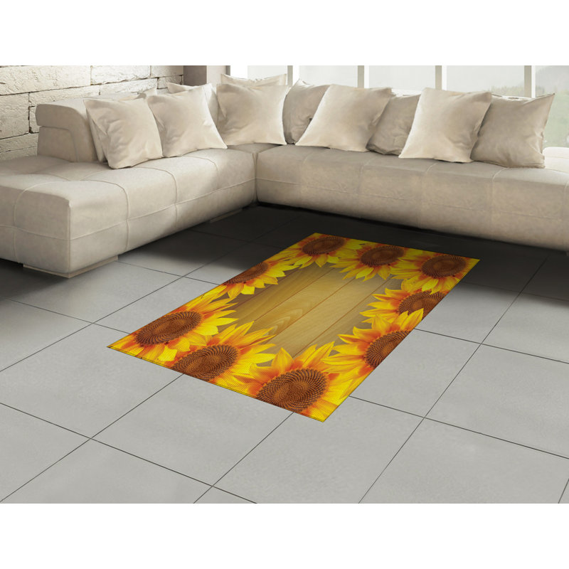 Tapis décoratif en fibres de polyester à haute densité Sunflower, Rectangle 2 pi 7 po x 5 pi