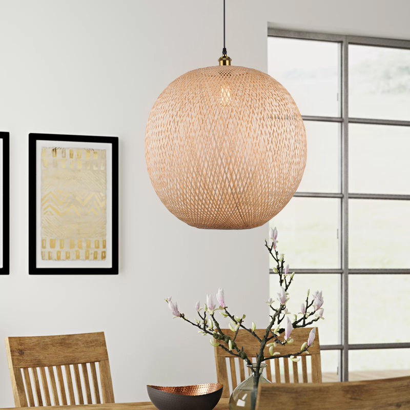 Luminaire suspendu 1 lumière jaune Bairbre, H 15,74 po x l 15,74 po x P 15,74 po