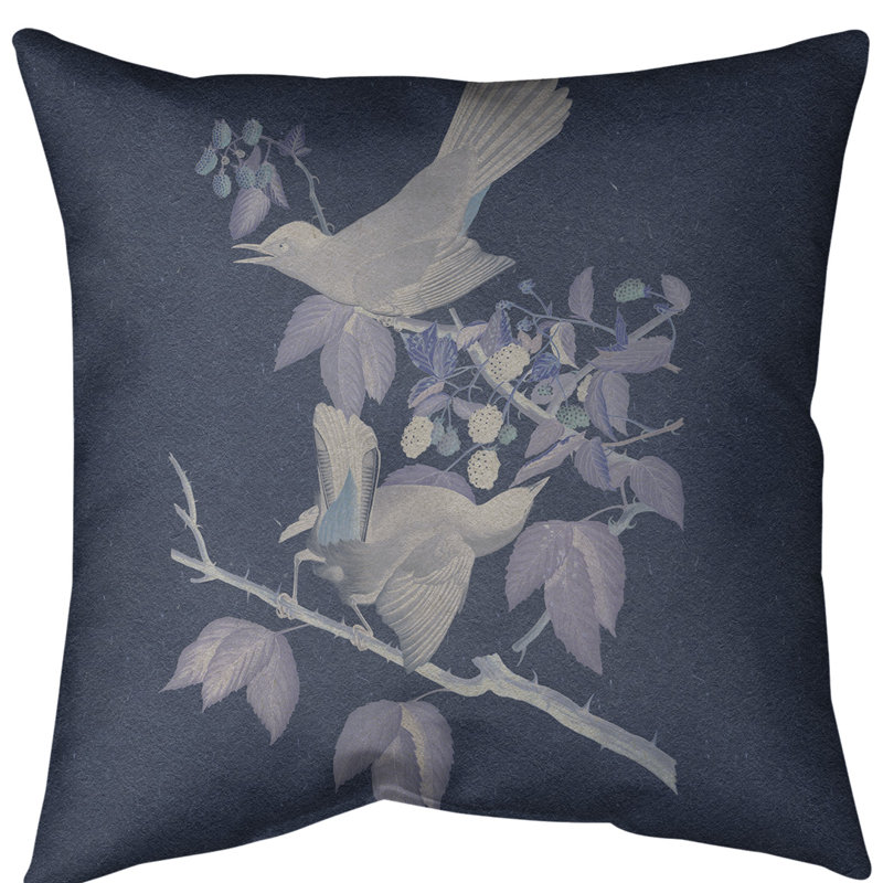 Coussin de sol pour chat avec oiseau John James Audubon-standard, 36 po x 36 po, Bleu marine/gris