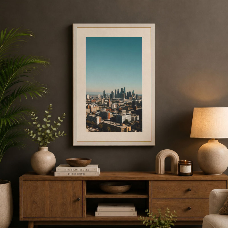 Urban Sprawl Modern - Wrapped Canvas, 18x12 - 45.7 x 30.5 cm, Taupe Border