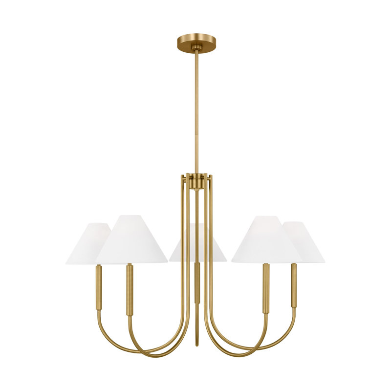 Porteau Large Chandelier, 5-Light, Satin Brass