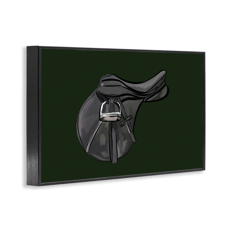 «Black Horse Sadelle», estampe numérique par Amelia Noyes, Giclée encadrée noir minuit, H 12 po x l 18 po