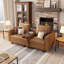 Canapé modulaire 78 po en similicuir 2 places avec rangement et console, brun 78 po-667532937