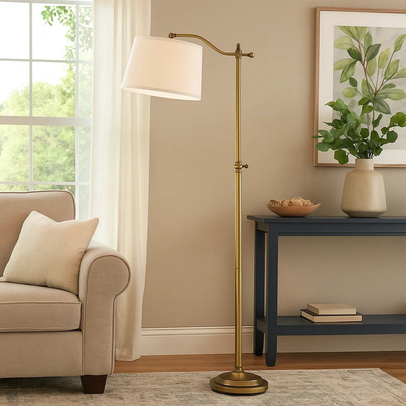 Sewickly 50'' Task Floor Lamp, Gold, White