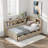 Wood Daybed With Storage Shelves, Sliding Doors And 3 Drawers-563398767