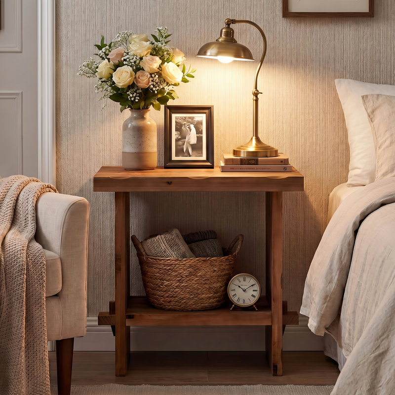 59.99cm W Solid Wood Bedside Table, Individual