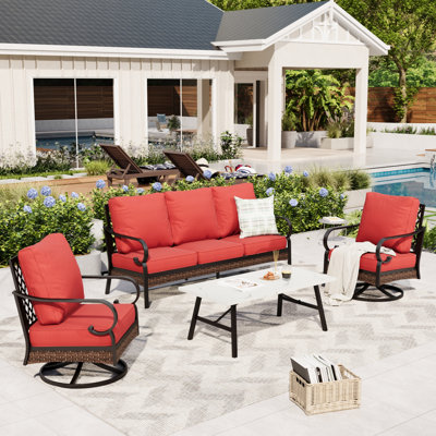 5 Person Outdoor Conversation Set With Swivel Lounge Chairs