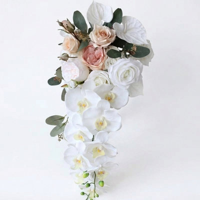 Bouquets de mariée pour la mariée, bouquets de mariage blancs de 15,7 pouces pour la fête de mariage