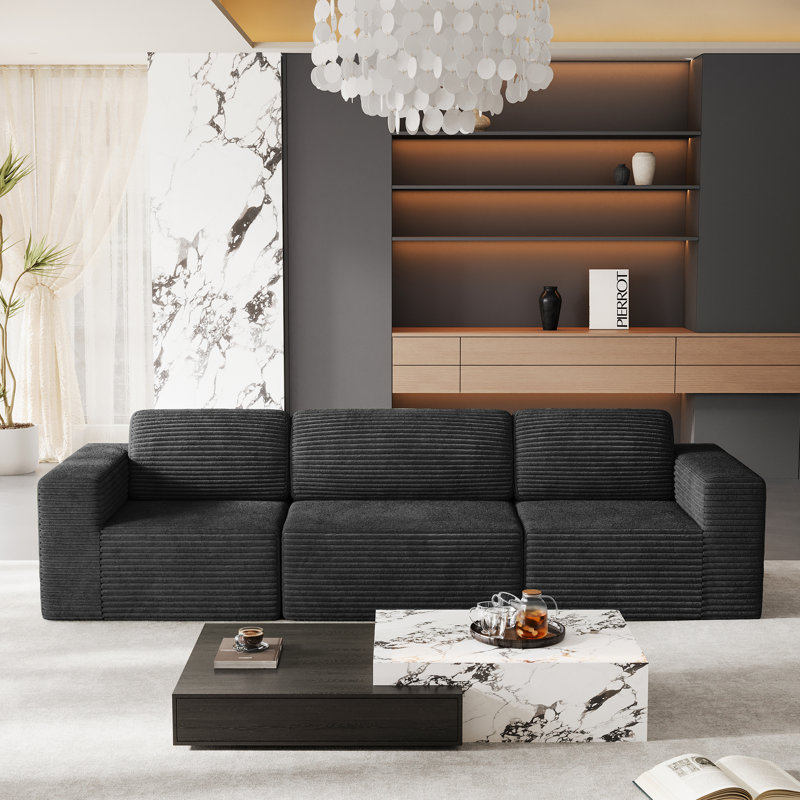 3 Seater Corduroy Sofa, Black
