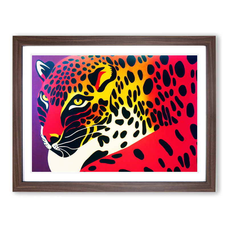 Spirited Leopard Abstract - Framed Print, Walnut, 46cm H x 64cm W x 2cm D