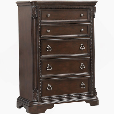 Commode 5 tiroirs en acajou traditionnel