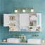 Armoire à pharmacie à miroir avec tablettes ouvertes, rangement mural avec portes et miroir