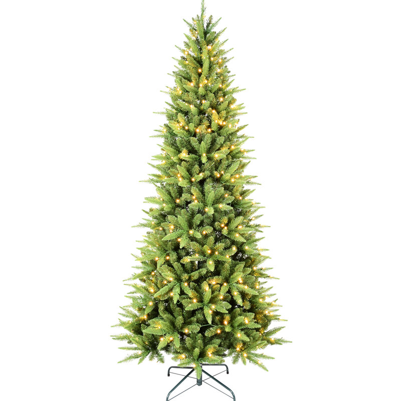 300 lumières à DEL blanc chaud ornées d'un arbre de Noël mince de 6 pi avec 850 pointes Pe + réalistes, conception à charnières à installation rapide, support en métal pour espaces limités et décorations simples